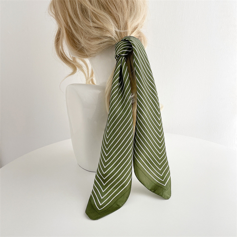 Silk Tie Striped - Luxe Streep Zijden Vierkante Sjaal Vrouwen