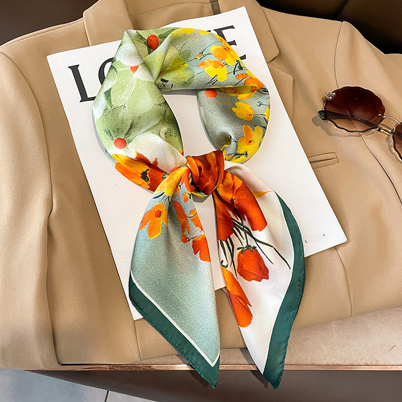 Silk Neck Scarf - 70X70Cm Zijden Sjaal Vierkant Voor Dames
