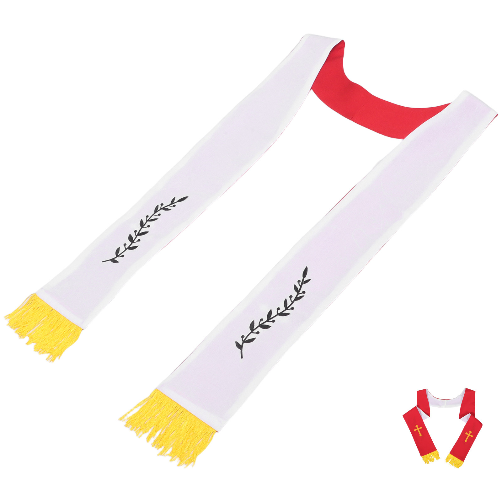 Stole Wedding Shawl - Omkeerbare klerikale stola met geborduurd kruis,