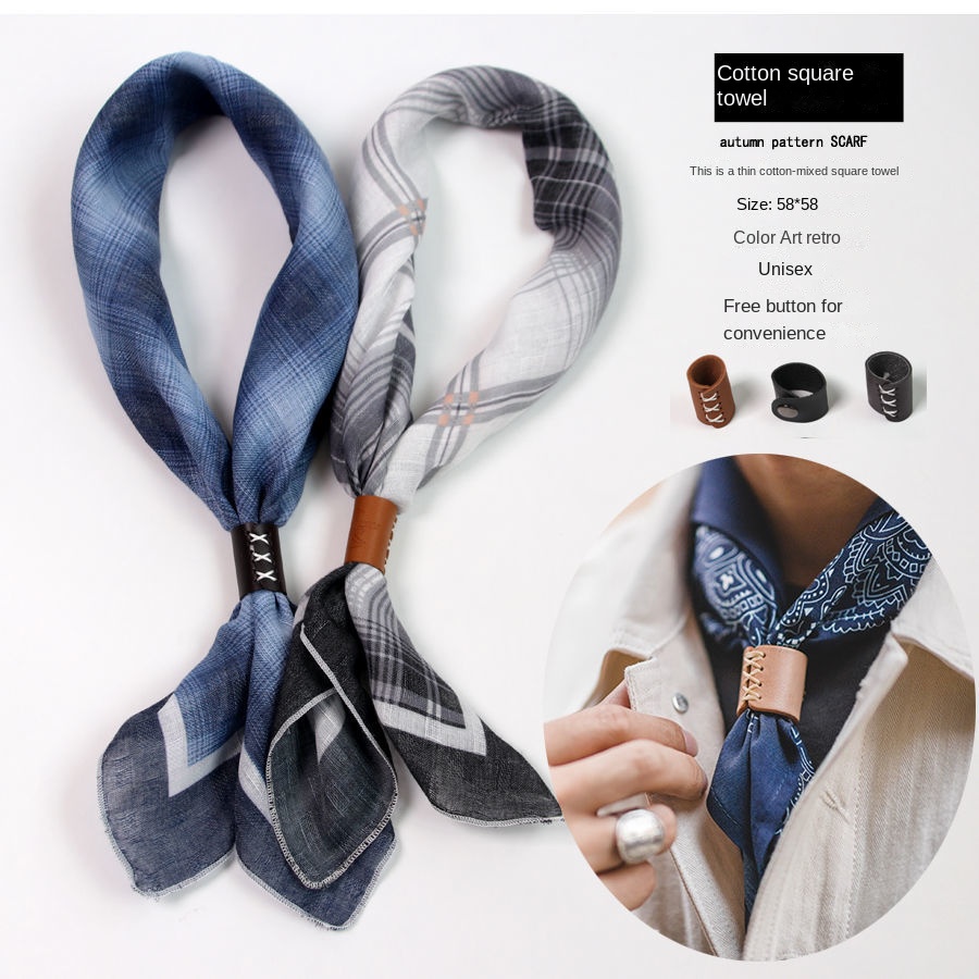 Bandana Cotton - Heren Vierkante Sjaal Met Knopen Katoen